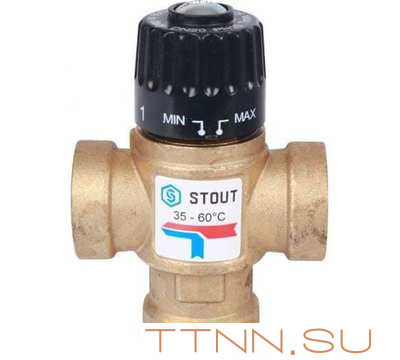 Смесительный клапан STOUT 3/4 ВР 35-60°С KV 1,6 м3/ч Смесительный клапан STOUT 3/4 ВР 35-60°С KV 1,6 м3/ч
