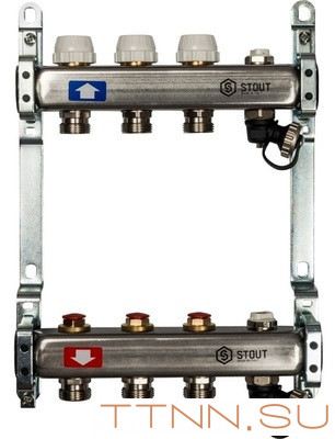 Коллектор с запорными клапанами STOUT SMS-0932-000003 Коллектор с запорными клапанами STOUT SMS-0932-000003