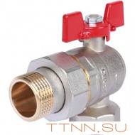 Шаровой кран угловой с американкой 1" ВН/НР, ручка бабочка ROMMER RBV-0006-0610225