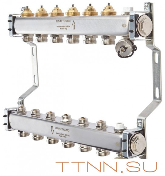 Для отопления Royal Thermo 1" ВР-3/4" НР, 4 выхода, нерж. (RTE 51.104) Для отопления Royal Thermo 1" ВР-3/4" НР, 4 выхода, нерж. (RTE 51.104)