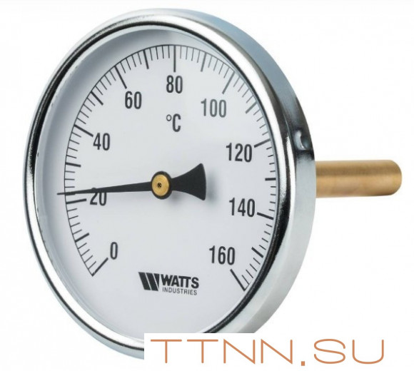 Термометр биметаллический с погружной гильзой Watts F+R801 (T) 63/50 резьба с самоуплотнением