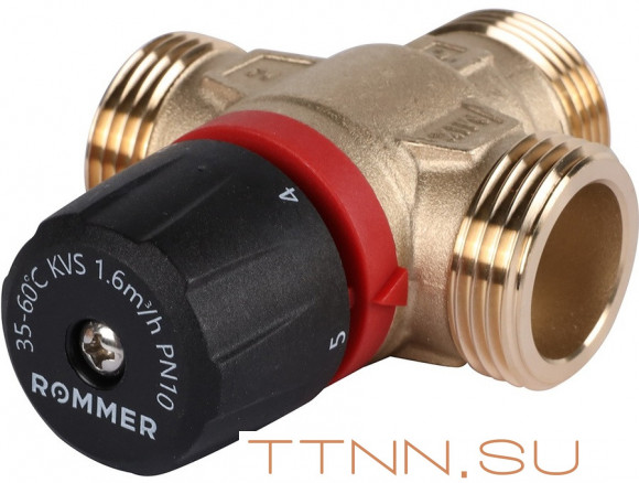 Смесительный клапан Rommer 1" НР 35-60°С KV 1,6 (RVM-0132-166025) боковое смешивание Смесительный клапан Rommer 1" НР 35-60°С KV 1,6 (RVM-0132-166025) боковое смешивание