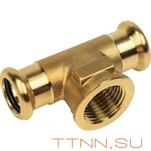 Пресс-фитинг Sanha, бронза, тройник ВПр-ВР-ВПр 18x1/2x18 для медных труб прессовой