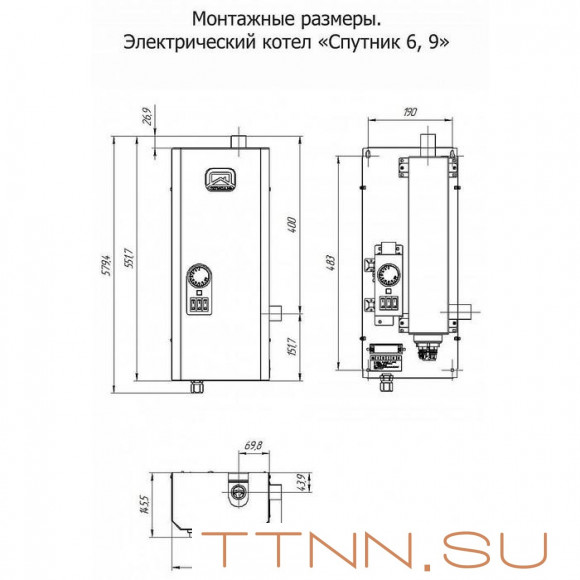 Электрический котел Теплодар СПУТНИК электро 9 черный