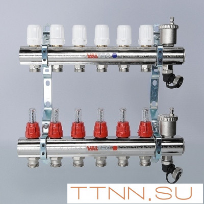 Для отопления VALTEC 1"х12 вых. Евроконус 3/4"с расходомерами в сборе Для отопления VALTEC 1"х12 вых. Евроконус 3/4"с расходомерами в сборе