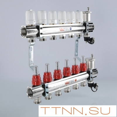 Для отопления VALTEC 1"х3 вых. Евроконус 3/4" с расходомерами в сборе Для отопления VALTEC 1"х3 вых. Евроконус 3/4" с расходомерами в сборе