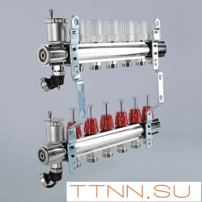 Для отопления VALTEC 1"х6 вых. Евроконус 3/4" с расходомерами в сборе Для отопления VALTEC 1"х6 вых. Евроконус 3/4" с расходомерами в сборе