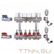 Коллекторная группа TIM 2 выхода KA002 с кранами и расходомерами латунь Коллекторная группа TIM 2 выхода KA002 с кранами и расходомерами латунь