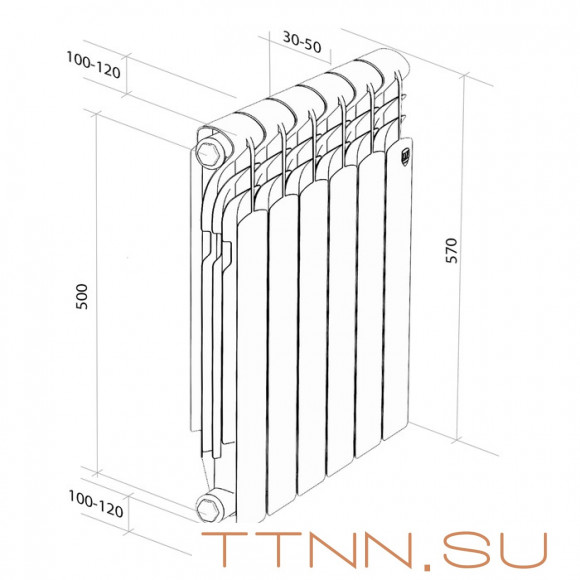 Алюминиевый радиатор Royal Thermo Revolution 500 10 секц. Алюминиевый радиатор Royal Thermo Revolution 500 10 секц.