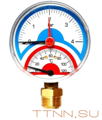 Термоманометр радиальный Watts FR 828(TMRA) 4 бар