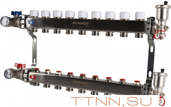 Для отопления Rommer 1"/3/4"x9 с запорными клапанами (RMS-3210-000009) Для отопления Rommer 1"/3/4"x9 с запорными клапанами (RMS-3210-000009)